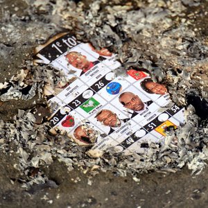 Burned ballot in Haiti elections.