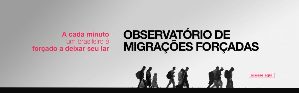 banner do observatório de migrações forçadas. Para acessar clique aqui
